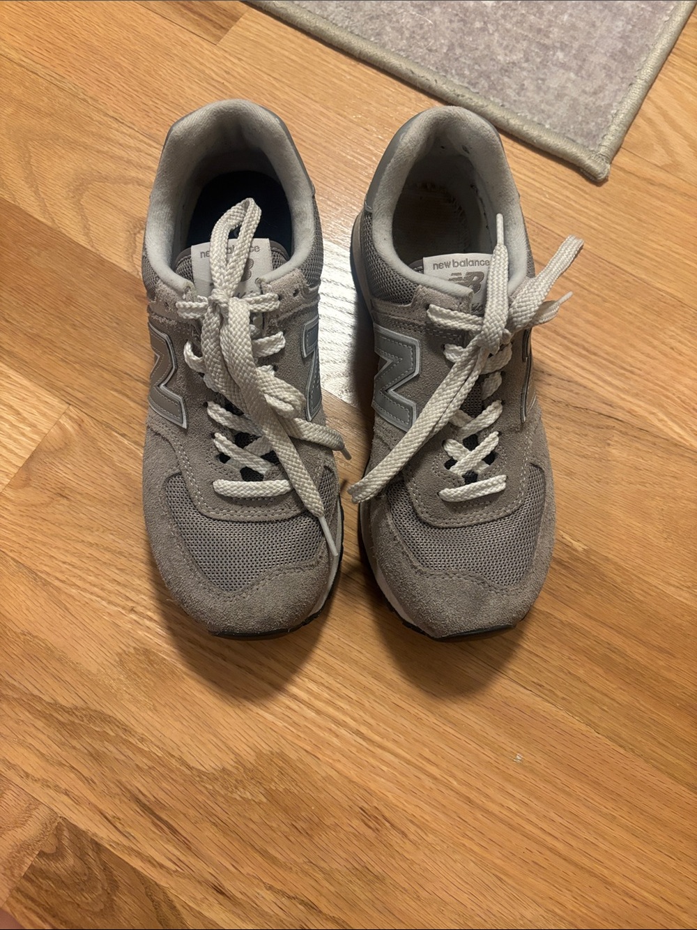 New Balance Light Gray Mesh & Suede Sneakers